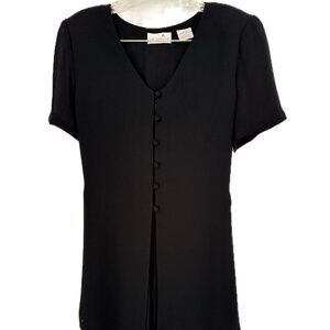 Liz Claiborne Vintage Cocktail Dress Black with Sheer Coverlet Sz. 8